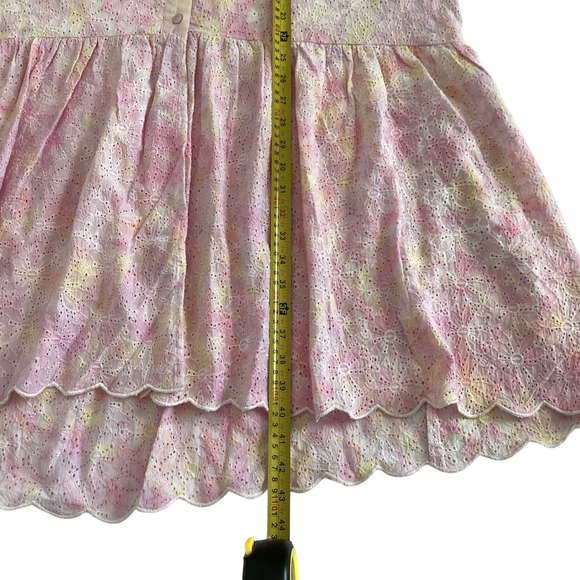 Sundress Sandra Eyelet Tie Dye Maxi Dress Off Shoulder Flutter Sleeve Pink OS - Picture 6 of 8